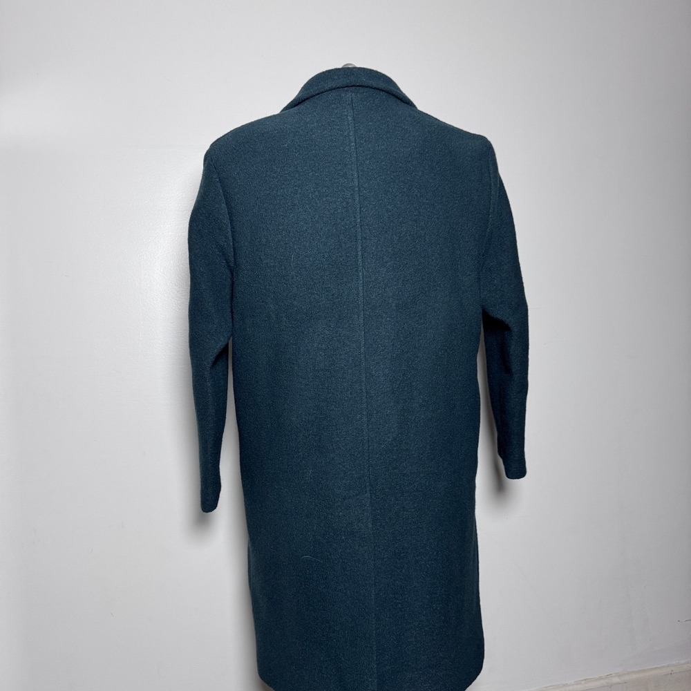 ZARA Men Dark Teal Wool‎ Blend Overcoat Classic Lapel Button Front Size XL - Picture 2 of 7